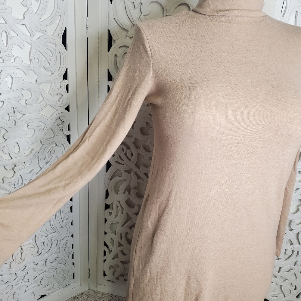 Zara Turtleneck Tan Long Sleeve Tunic Sweater Dress S - Picture 5 of 12